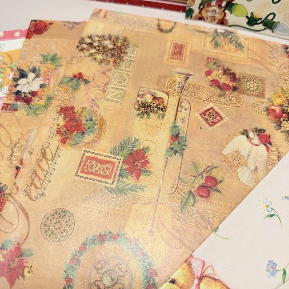 VTG Lot Wrapping Paper Mixed Patterns Sheets Kitsch Holiday Christmas MCM Retro